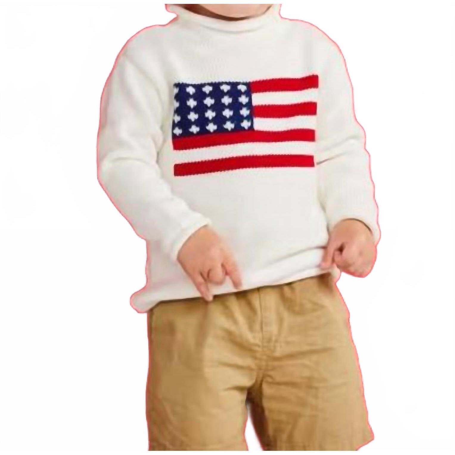 New Mudpie Flag Rollneck Sweater In White